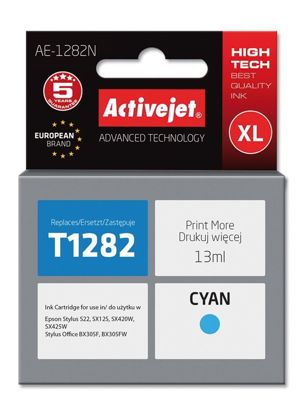Activejet Ink AE-1282N (reemplazo Epson T1282 - Supreme - 13ML - Cyan