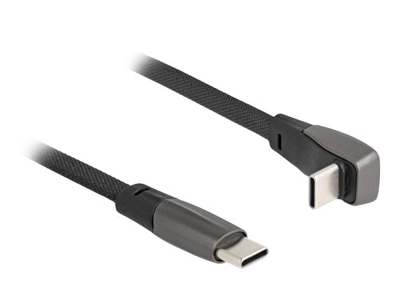 Delock 80751 Cable Flat Tape USB 2.0 USB Type-c™ Male a USB Type-c™ Male Acodado PD 3.0 60W 1M Black