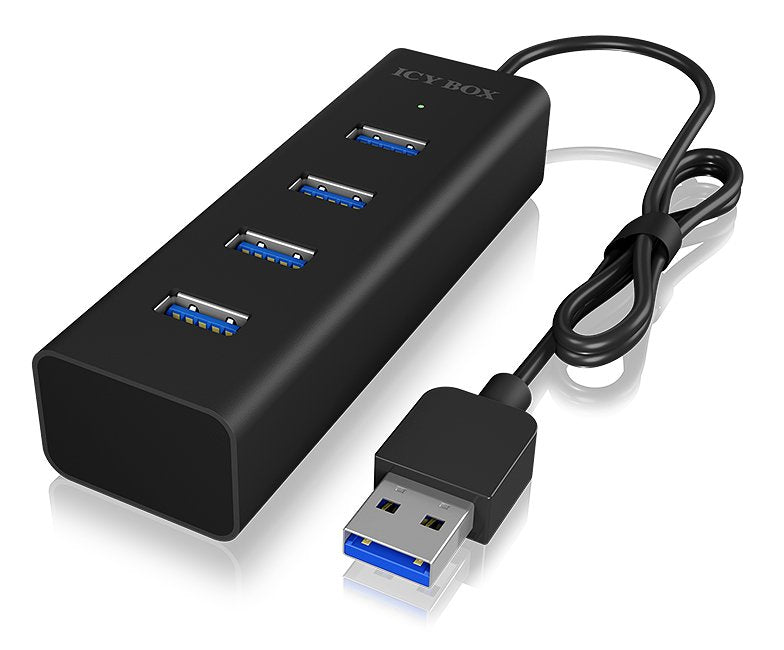 Icy Box USB 3.0 Hub IB-HUB1409-U3 4 Ports Type a, Black Alu