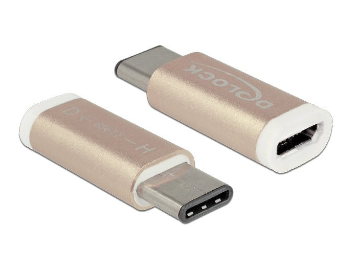 Delock Adapter USB 2.0 Micro-b Female USB Type-c 2.0 Male Gold