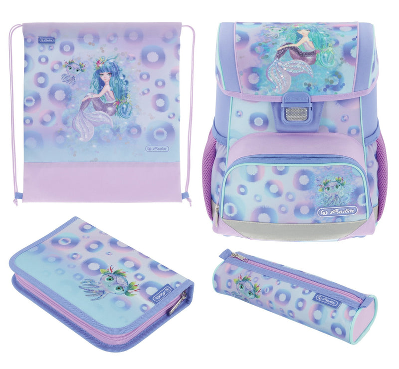 Herlitz Loop Plus Mystic Mermaid Set Of Backpack School Child/Niña Poliéster Blue Green Pink