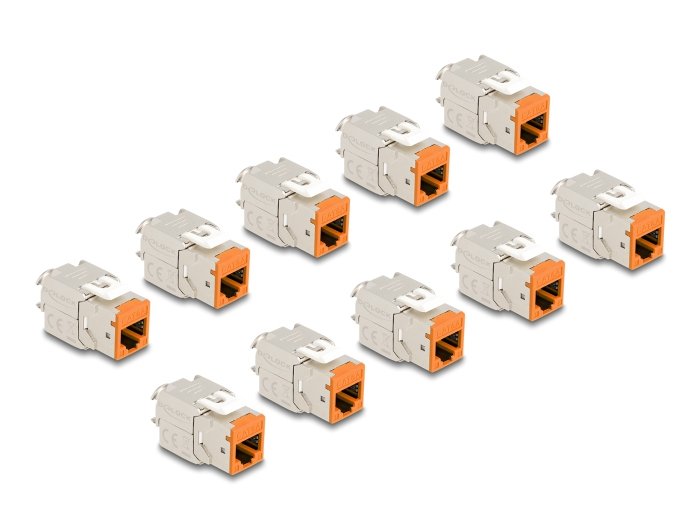 Delock Keystone Modulo RJ45 Female a Lsa CAT.6A Herramienta-free Naranja Set 10 Piezas