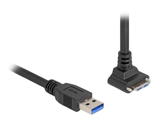Delock 80483 USB Cable 5Gbps USB Tipo-a Male Recto a USB Micro-b Male With Screws 90° Hacia Arriba Ángulo 1M B