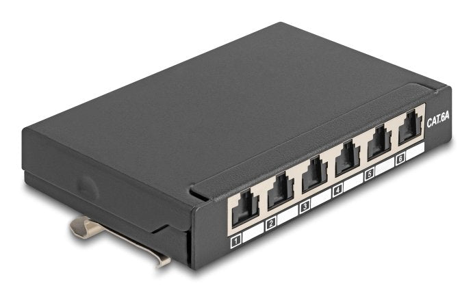 Delock Mini Desktop Patchpanel RJ45 Female 6 Port CAT.6A Geschirmt Black