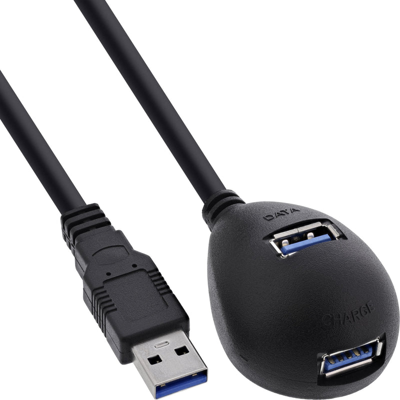 Inline® USB 3.2 Cable Type a Male a Female + Power With Stand Black 3M