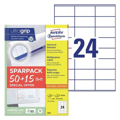 Avery Zweckform Labels 6602 White 70,0 X 36,0MM — image 1