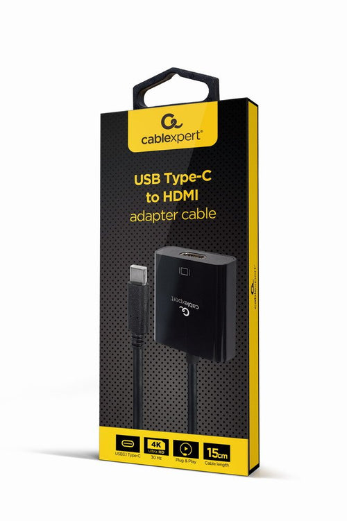 Gembird USB Type-c To HDMI Adapter Cable 4K30HZ 15CM Black — image 1