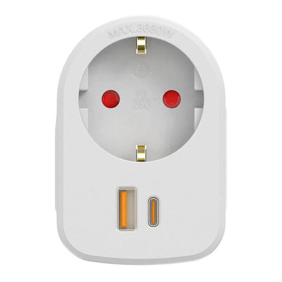 Adapter Combi 30W USB a + C + 1 Socket Schuko, 16A 250V~, White — image 1