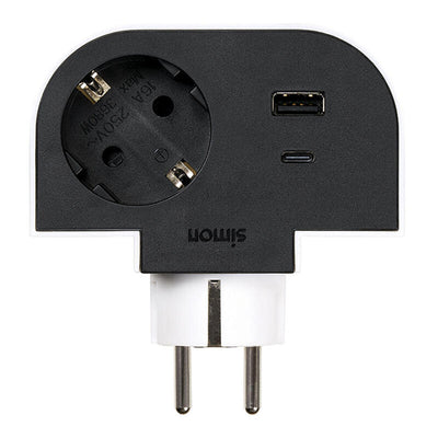 Adapter Rotating Schuko 1 Socket + USB a + C 30W 16A 250V~ — image 1
