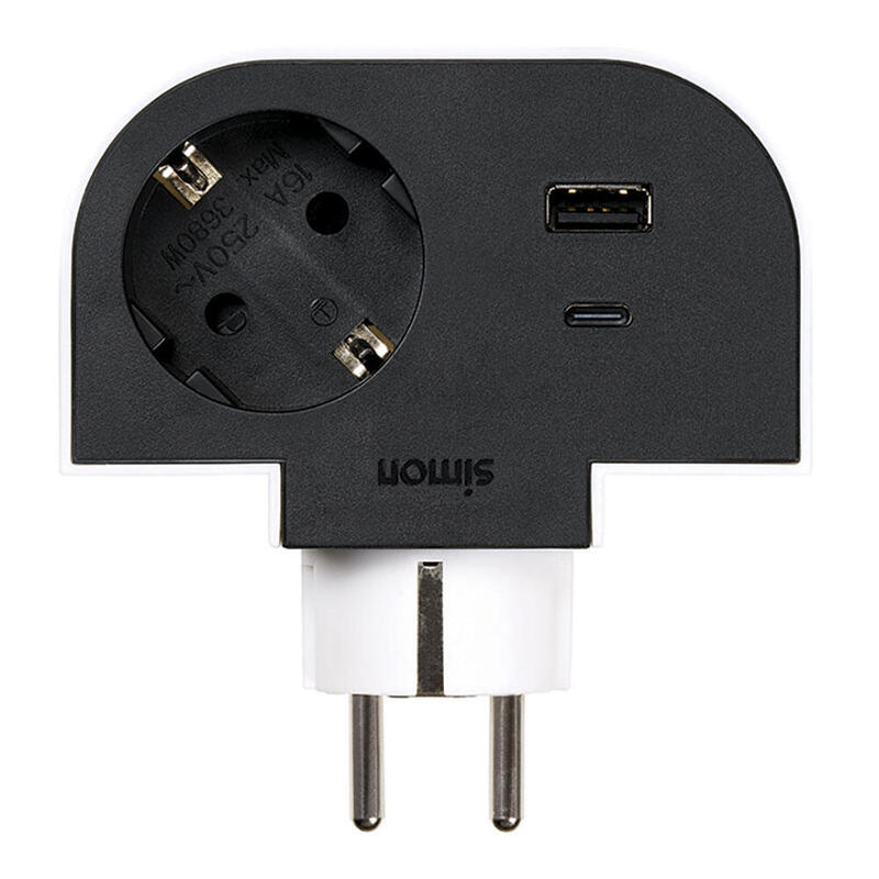 Adapter Rotating Schuko 1 Socket + USB a + C 30W 16A 250V~