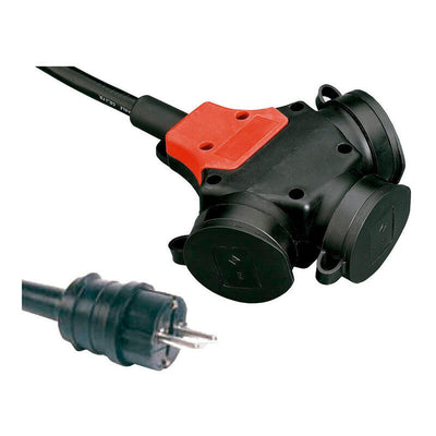 Adapter Multiple Schuko Rubber IP44 2P + T 16A 250V~ 10M Cable 3G2,5MM² Black — image 1