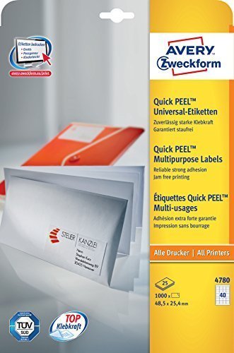 Avery Zweckform Labels 4780 White 48,5 X 25,4MM - 1.200 Units