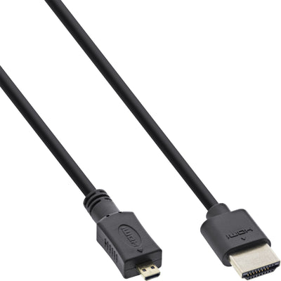 Inline HDMI Cable With Ethernet Type a D Male Súper Slim Black / Gold 1,8M — image 1
