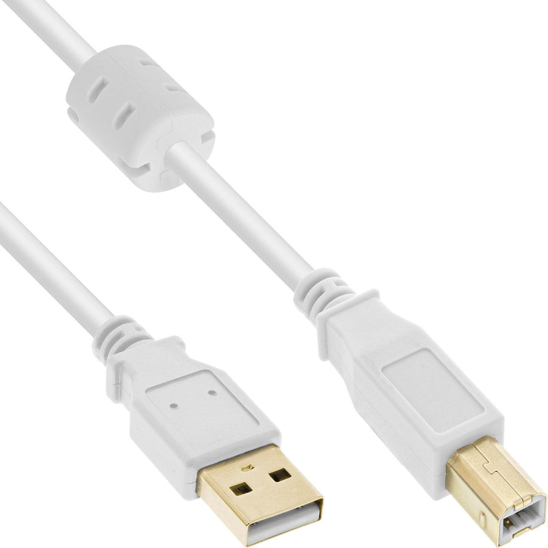 Inline Cable USB 2.0 Type a B White / Gold With Ferrita 10M