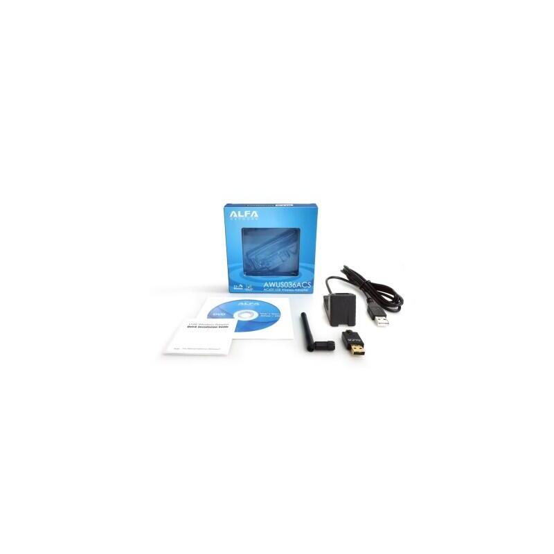 Alfa Network AWUS036ACS - Adapter USB Wireless 802.11AC AC600, Double Band 600Mbps
