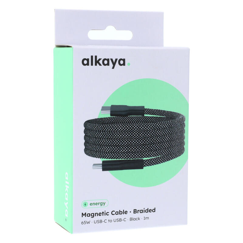 Alkaya Speed Flex Magnetisches Cable Datos Geflochten 65W, 1M Black