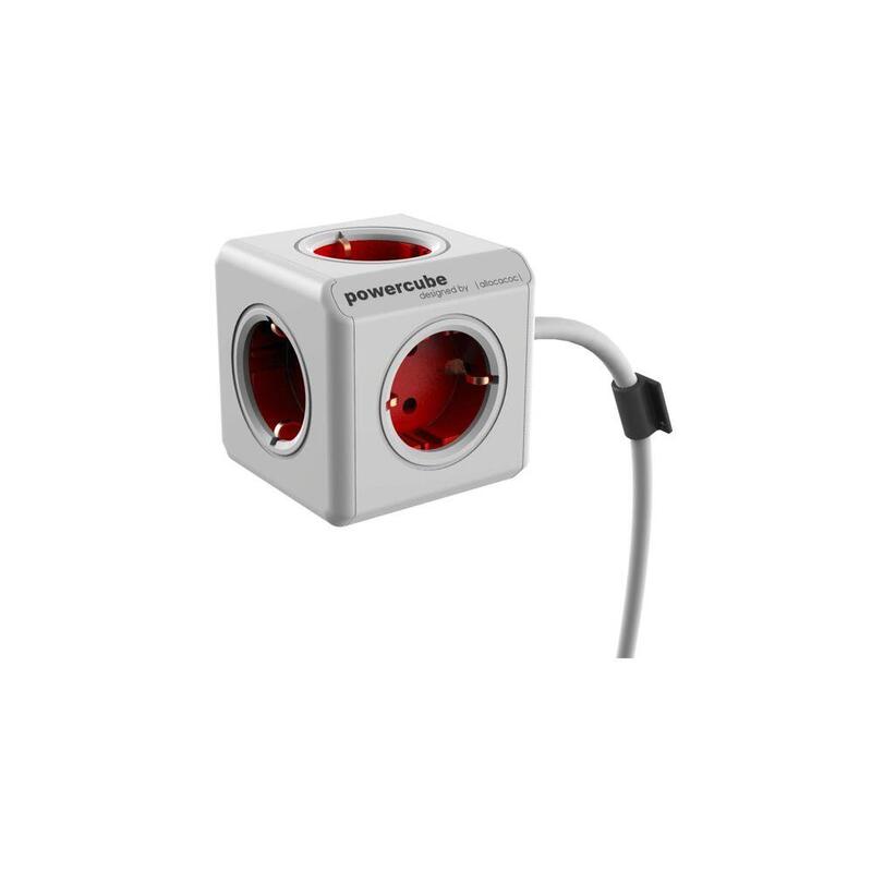 Allocacoc Powercube Extended Unit Distribución Power Connectors Output 5 (cee 7/4) 1.5M Cable Red