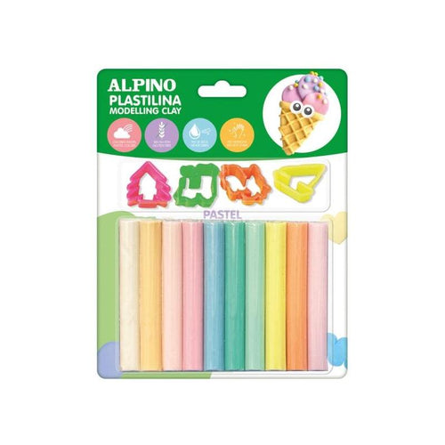 Alpino Pack With 10 Barcodes Plastilina 17GR + 4 Moldes - Muy Flexible - Pueden Mezclarse - Without Gluten - C — image 1