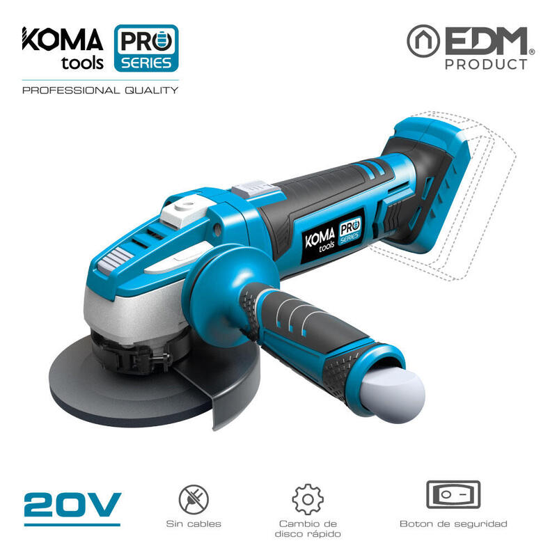 Koma Tools Angle Grinder 20V ( Without Battery Ni Charger Ø115MM 28,9X23,9CM Pro Series Battery
