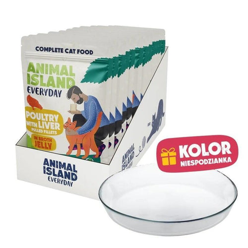 Animal Island Pack With Platito Glass Alimento Húmedo Complete Gatos Filetes Ave With Hígado Gelatina Everyday — image 1