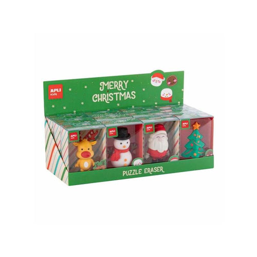 Apli Christmas Expositor With 12 Gomas Borrar Maxi - 4 Diseños Navideños Diferentes - Formato Puzzle - — image 1