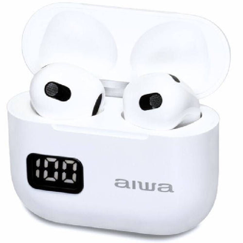 Aiwa Headphones Bluetooth EBTW-100WT With Case Charging Battery Life 3H White — image 1