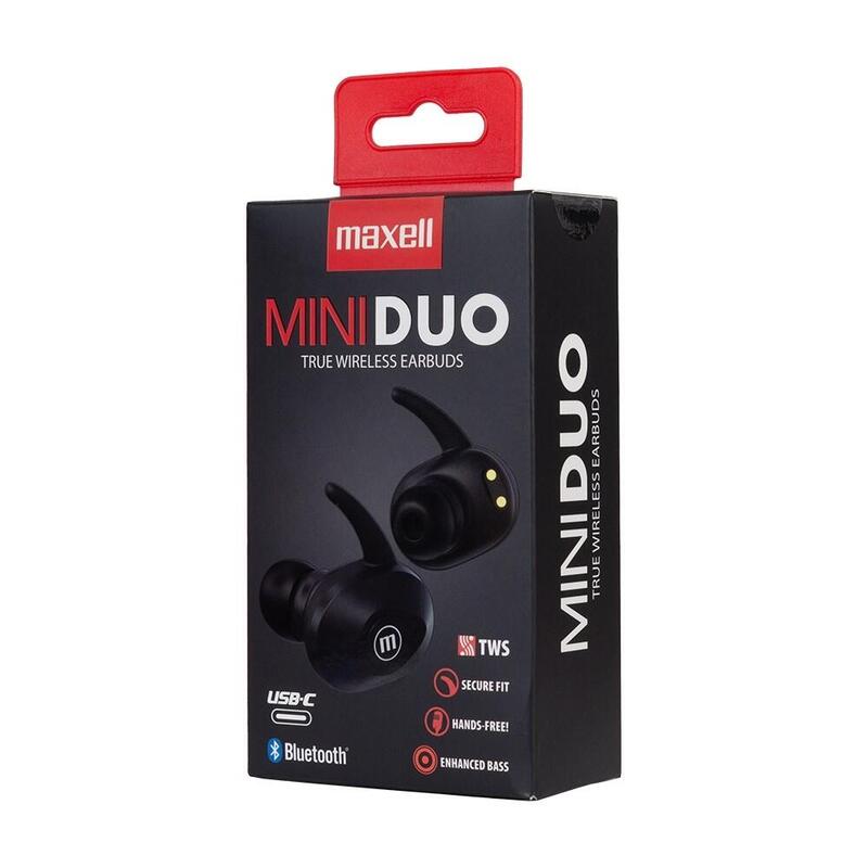 Headphones Maxell Mini Duo Intrauditivos Inalámbricos With Case Charging Black