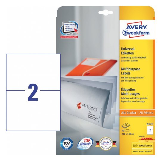 Avery Zweckform Labels 6176 White 210,0 X 148,0MM
