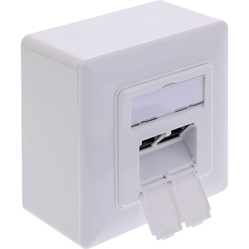 Inline® CAT.6A Socket 2x RJ45 Jack, RAL9010, White