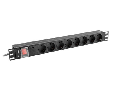 Lanberg Power Strip Rack Pdu 19 (1U, 16A, 8X Shuko, 2M, Black PDU-08F-0200-BK — image 1