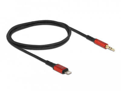 Delock Cable Audio Connector Lightning 8 Pines Connector Jack 3,5MM, 3 Pines, Black/Red 50CM 86586 — image 1
