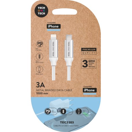 Cable T1T PD 3.0 USB-C - Lightinig 1M 3A White