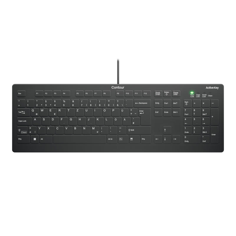 Contour Design Active Key AK-C8112 Keyboard Médico USB Qwertz German Black White
