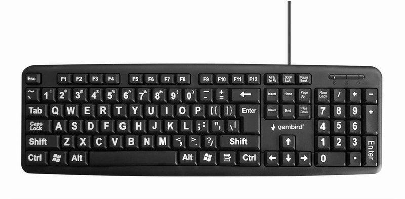 Gembird Keyboard English KB-US-103 Letras Large Us Black