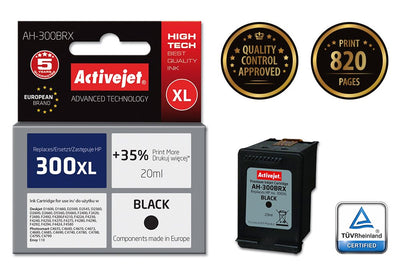 Activejet Ink Ah-300BRX (reemplazo HP 300XL CC641EE - Premium - 20ML - Black — image 1