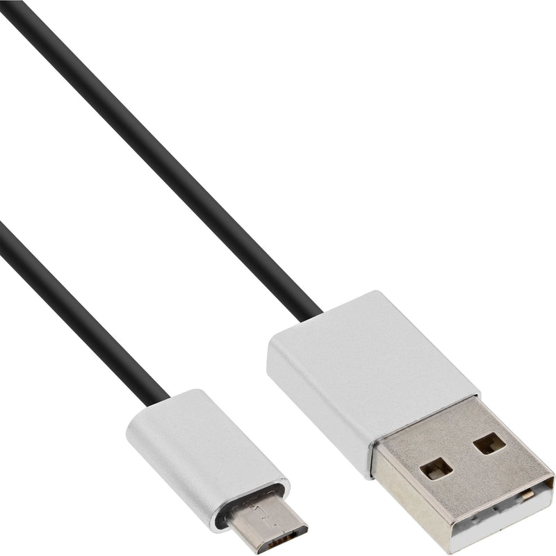Inline Cable Micro-USB 2.0, Connector USB-A a Connector Micro-b, Black/Aluminium Flexible, 5M
