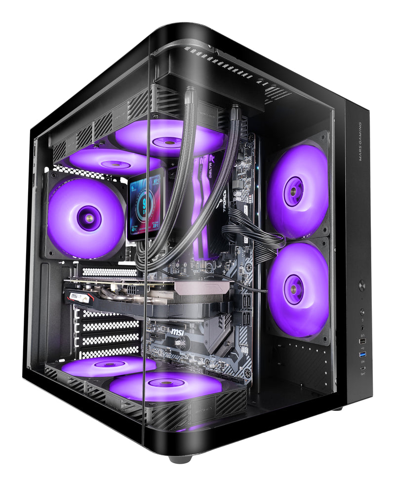 Mars Gaming Box Semitorre ATX Mc-curv Black ATX/ 1x USB 3.0, 1XUSB2.0, 1x USB-C/ 2X 3.5'' HDD + 1X 2.5'' SSD/