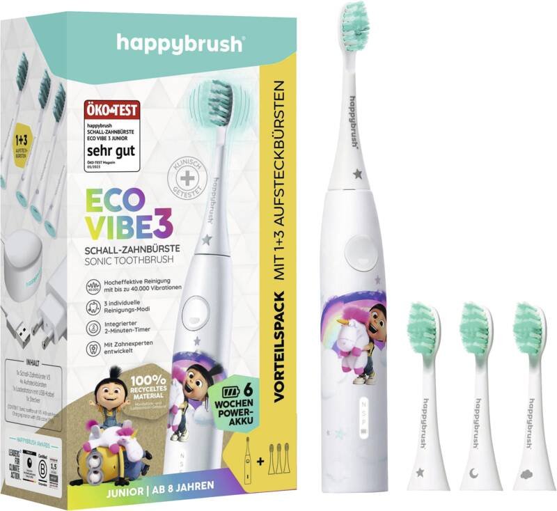 Happybrush Brush Teeth Eco Vibe Kids Agnes + 3 Spare Parts Eléctrico White Cabean