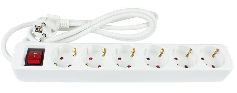 Power Strip Alcasa PS016-W015 Base Múltiple 1,5M 6 Salidas AC Indoor White