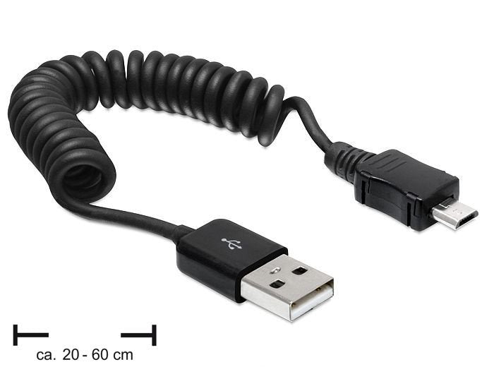 Delock USB Cable a - Micro USB M/M 0.20M-0.60M Espiral Black