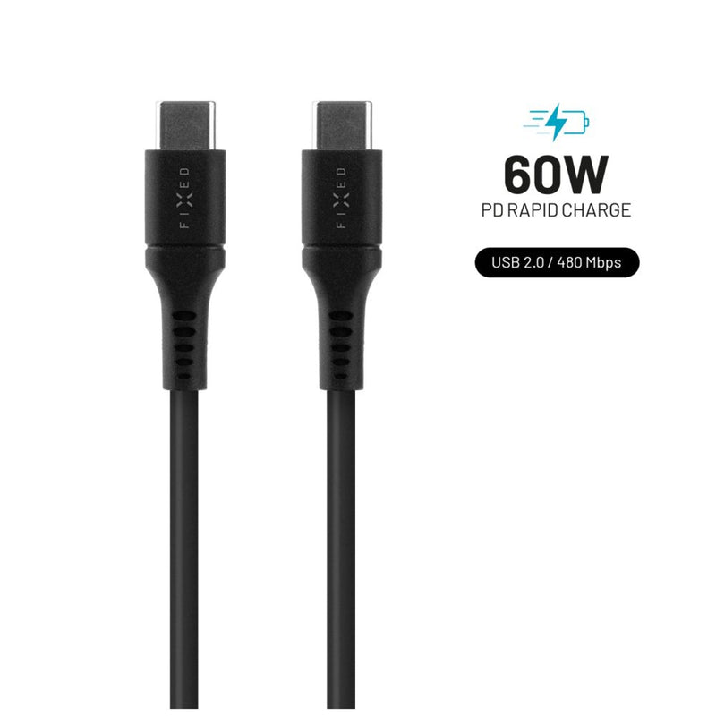 Fixed USB-C/USB-C I Obsluga Pd, 1,2M, USB 2.0, 60W, Black
