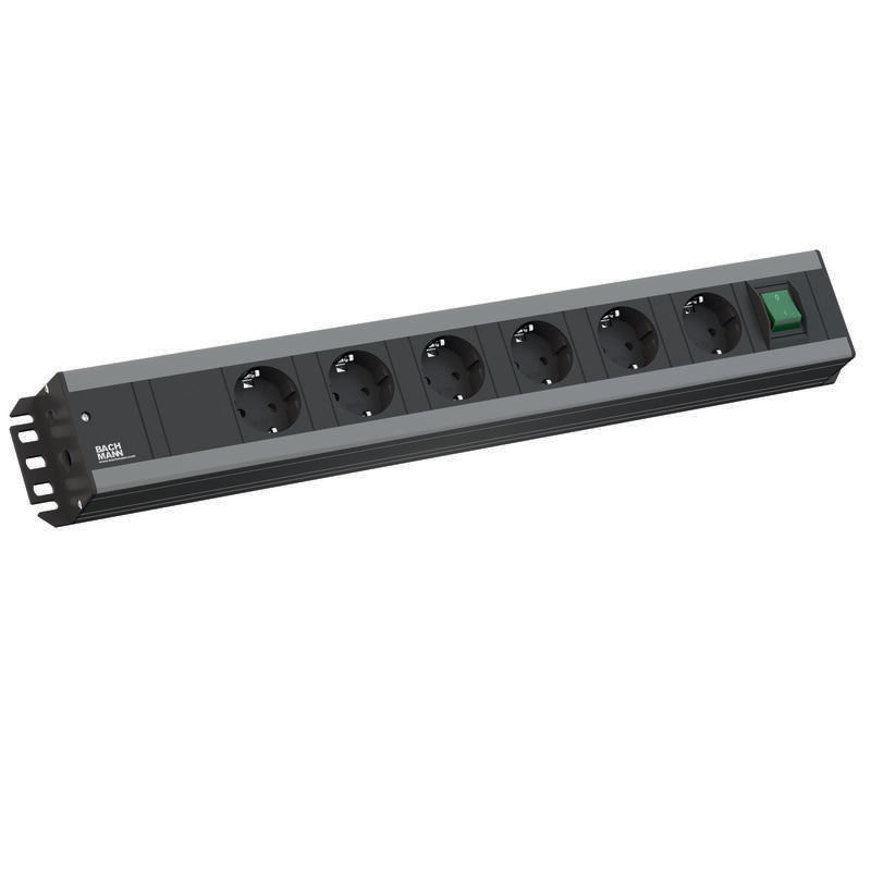 Bachmann Handwerkerleiste 6-FACH 90°, Black 2,0M. With Switch Rechts