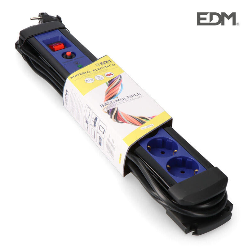 EDM Base Multiple 6 Sockets With Protector + Switch 3M