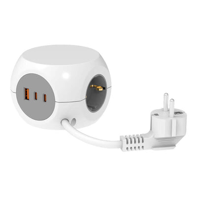 Base Múltiple Combiball With 3 Sockets Schuko 16A + 1 USB a + 2 USB C, 30W, White — image 1