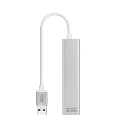 Nanocable Converter USB 3.0A Ethernet Gigabit + 3x USB 3.0 - Aluminium - 15CM - Silver — image 1