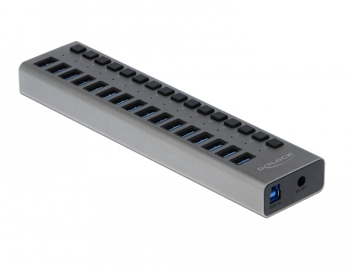 Delock 63739 Hub USB 3.0 Superspeed With 16 Ports + Conmutador