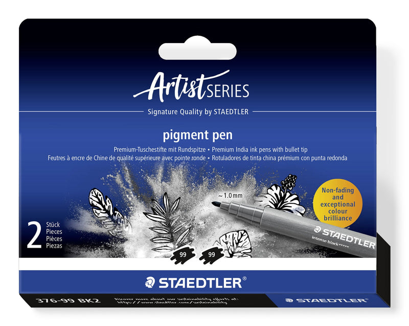 Staedtler 376 Pack 2 Markers Punta Fibre Redonda - Black