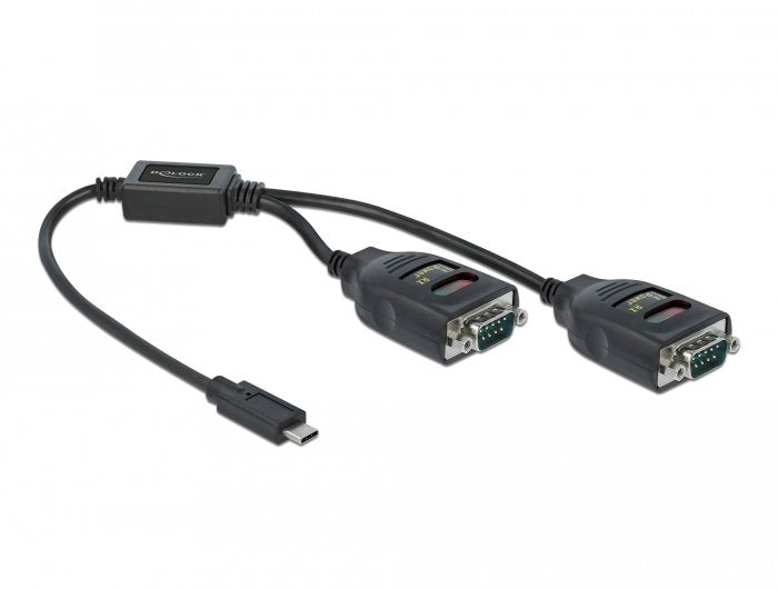 Delock Adapter USB Type-c a 2 X Serie RS-232 DB9 With 15 Kv Esd Protection