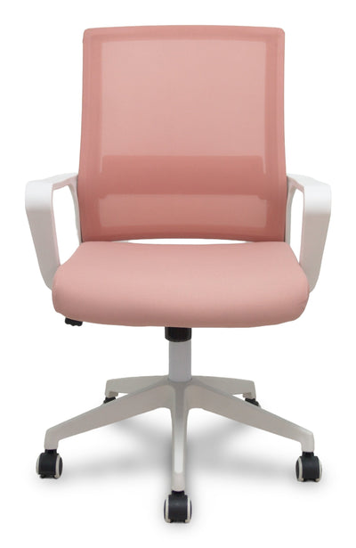 Piqueras And Crespo Forol Chair ERGO535 White Tilting Respaldo Mesh Pink Asiento Fabric Pink Wheels Nailon — image 1