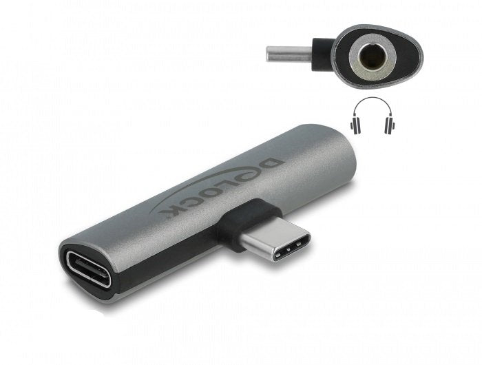 Delock Audio Adapter USB Type-c™ a Connector Jack Female And USB Type-c™ Pd Grey